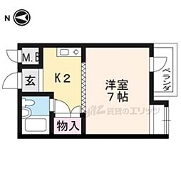 ハイツおおくら 4階1Kの間取り