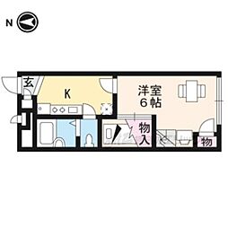 レオパレススカイブルー 2階1Kの間取り