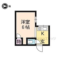 京福電気鉄道北野線 北野白梅町駅 バス5分 千本今出川下車 徒歩2分の賃貸アパート 1階1Kの間取り