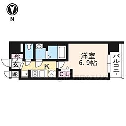 JR山陰本線 二条駅 徒歩15分の賃貸マンション 2階1Kの間取り