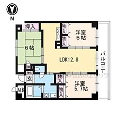 フォレスト・グリーン宝ヶ池 2階3LDKの間取り