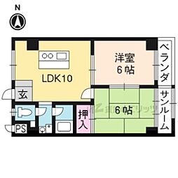 Ｋ’ｓ北山 1階2LDKの間取り