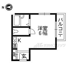 アルカディア五条坂 5階ワンルームの間取り