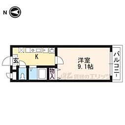 叡山電鉄鞍馬線 岩倉駅 徒歩8分の賃貸アパート 2階1Kの間取り