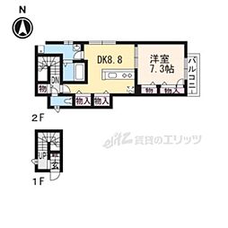 メゾン宮ノ前 2階1DKの間取り