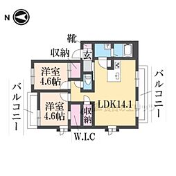 ガーデンハイツ花園 2階2LDKの間取り