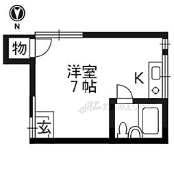 伊勢川ハイツ 2階1Kの間取り