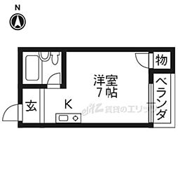 ピエスドゥ− 3階ワンルームの間取り
