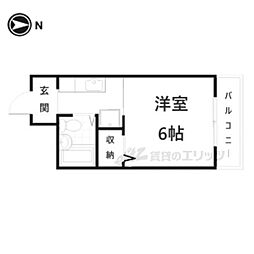 京都市営烏丸線 北大路駅 バス13分 紫野泉堂町下車 徒歩4分の賃貸マンション 1階1Kの間取り