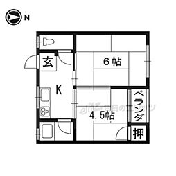 木ノ本ハイツ 3階2Kの間取り