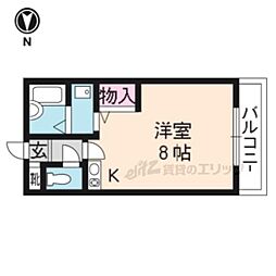 京都市営烏丸線 北大路駅 バス9分 建勲神社前下車 徒歩5分の賃貸アパート 2階ワンルームの間取り