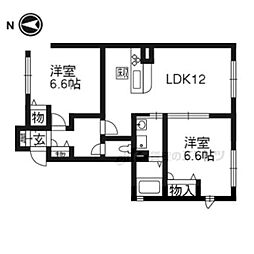 叡山電鉄鞍馬線 岩倉駅 徒歩13分の賃貸アパート 1階2LDKの間取り