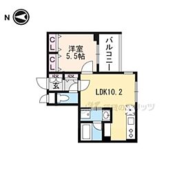 ヴァンベール御苑前 4階1LDKの間取り