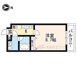 京阪本線 祇園四条駅 徒歩7分の賃貸マンション 2階1Kの間取り
