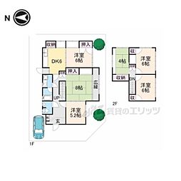 叡山電鉄鞍馬線 八幡前駅 徒歩3分の賃貸一戸建て 1階6DKの間取り