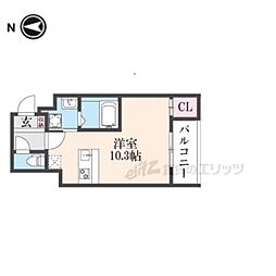 京都市営烏丸線 北大路駅 バス13分 玄琢下下車 徒歩1分の賃貸マンション 3階ワンルームの間取り