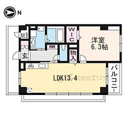 京阪本線 神宮丸太町駅 徒歩13分の賃貸マンション 2階1LDKの間取り