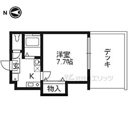 ガーネット御所西 1階1Kの間取り