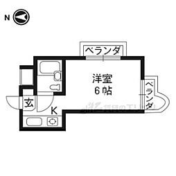 百花荘うえた 1階1Kの間取り