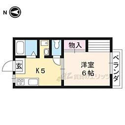 ラフィネ北白川Ａ棟 1階1Kの間取り