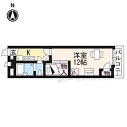 叡山電鉄鞍馬線 八幡前駅 徒歩10分の賃貸アパート 1階1Kの間取り