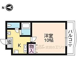 カーサ・ド・マニセス 2階1Kの間取り