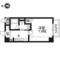 カサカリエンテ 1Kの間取図画像