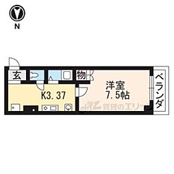ボンネール葵 1Kの間取図画像