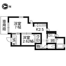 ローズガーデン兵庫 1Kの間取図画像