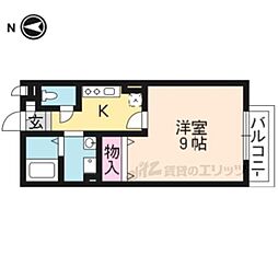 ディアコート一乗寺 1Kの間取図画像