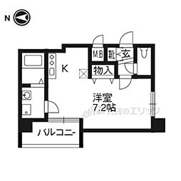 アクアプレイス京都二条城 1Kの間取図画像