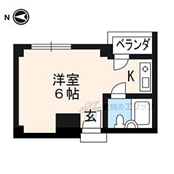下鴨メゾンなかい ワンルームの間取図画像