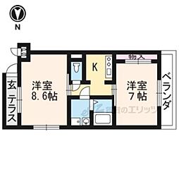 ラヴィラレーヴ柊 2Kの間取図画像