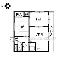 緑の森 2DKの間取図画像