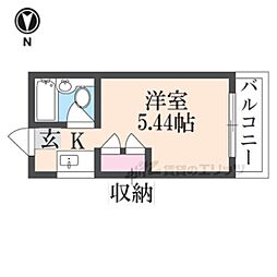 レジデンス岩倉 1Kの間取図画像