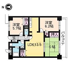 アパルトマンクレール 3LDKの間取図画像