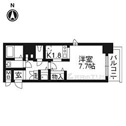 プレサンス京都四条堀川 ワンルームの間取図画像