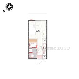 メゾン西野山 1Kの間取図画像