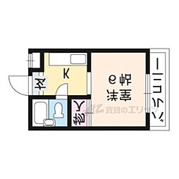 コーポバード1 1Kの間取図画像
