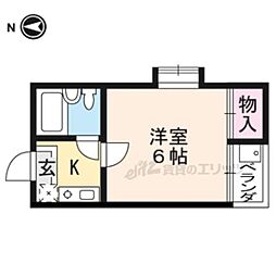 京都市営烏丸線 北大路駅 バス14分 西賀茂車庫前下車 徒歩10分の賃貸アパート 2階1Kの間取り