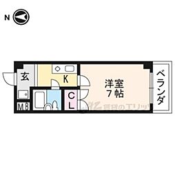 サンハイツ大新 3階1Kの間取り