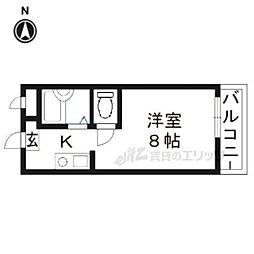 メゾン加後 1階ワンルームの間取り