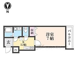 JR山陰本線 花園駅 徒歩4分の賃貸アパート 2階1Kの間取り