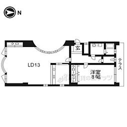 ラ・フォンテーヌ京都 1階1LDKの間取り