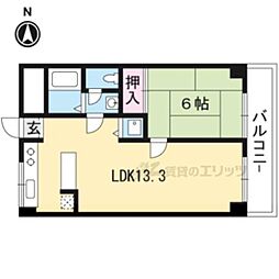 エスカローナ玉田 2階1LDKの間取り
