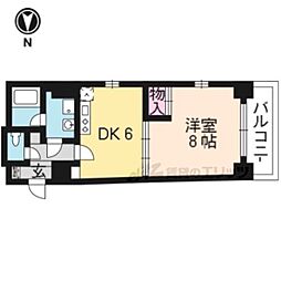 京福電気鉄道北野線 北野白梅町駅 徒歩20分の賃貸マンション 5階1DKの間取り
