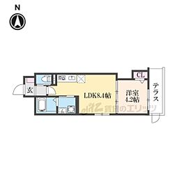 Ｆ　ａｓｅｃｉａ　Ｃａｎａｌｅ 1階1LDKの間取り