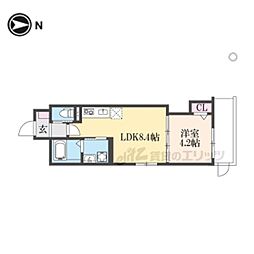 阪急京都本線 西院駅 徒歩8分の賃貸アパート 2階1LDKの間取り