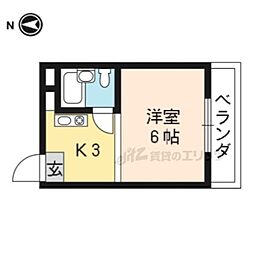 阪急京都本線 大宮駅 徒歩7分の賃貸マンション 3階ワンルームの間取り