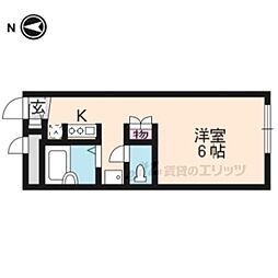 京都市営烏丸線 北大路駅 バス15分 千本鞍馬口下車 徒歩6分の賃貸マンション 2階1Kの間取り